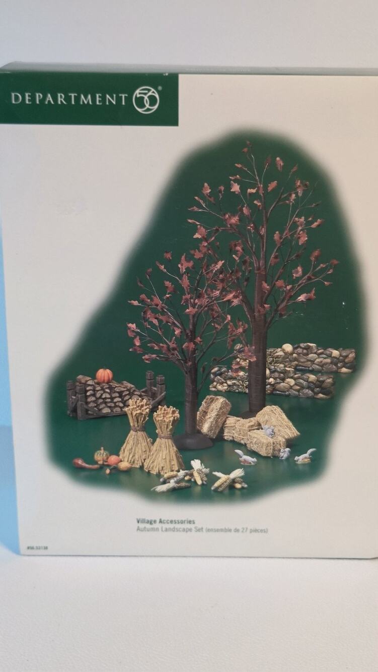 Department 56 Village Accessories Fall Autumn Landscape 27 piece Small Resin Box